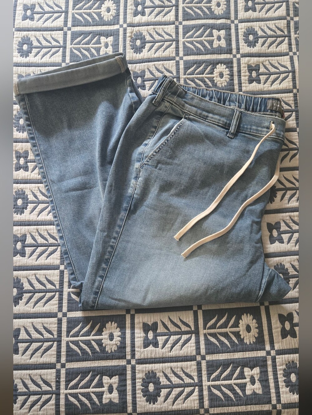 torrid Light Blue Relaxed Denim Joggers with Drawstring